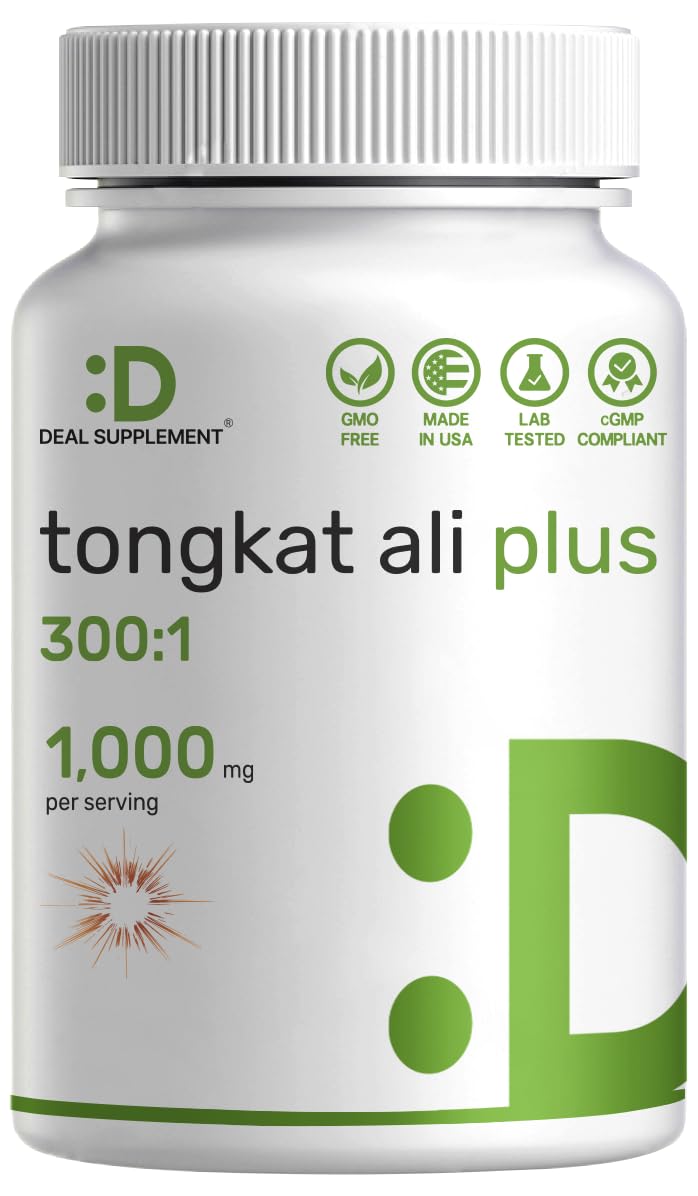 Tongkat Ali Extract 300:1 with Horny Goat Weed 1,100mg – Indonesian Longjack Eurycoma Longifolia Root – Extra Strength Herbal Supplement for Energy