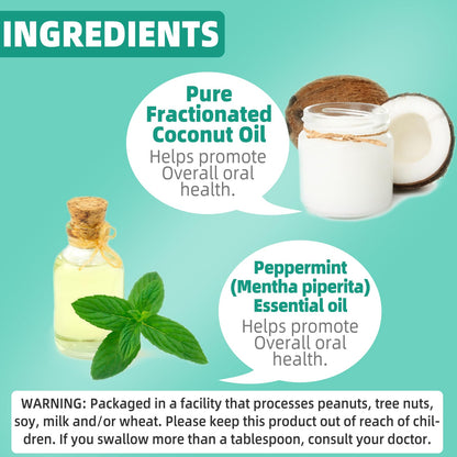 Coconut Pulling Oil (8 Oz) – Mint Mouthwash, Tongue Scraper, Alcohol Free