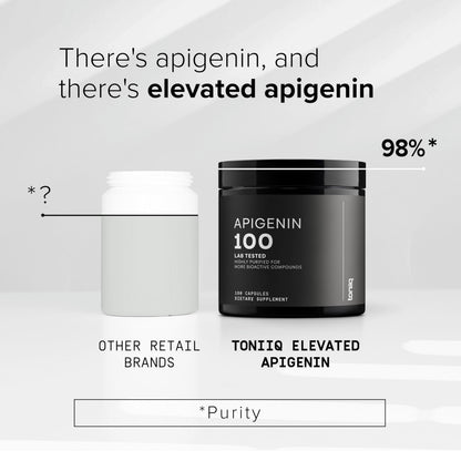 Toniiq Ultra High Strength Apigenin 100mg - 98%+ Purified - 180 Vegetarian Capsules
