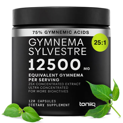 Toniiq Gymnema Sylvestre 25:1 Extract – 75% Gymnemic Acids | 500mg | 120 Vegan Capsules