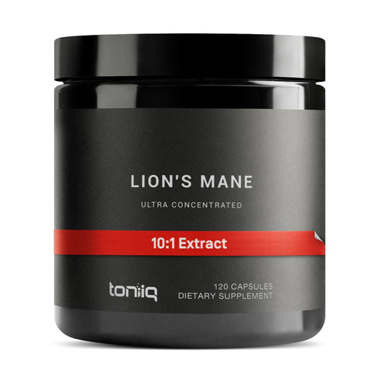 Toniiq Lion’s Mane Ultra High Potency 10:1 Extract | 30% Polysaccharides | 120 Caps | Lab Tested BritishVita | Premium UK Vitamins & Wellness Supplements