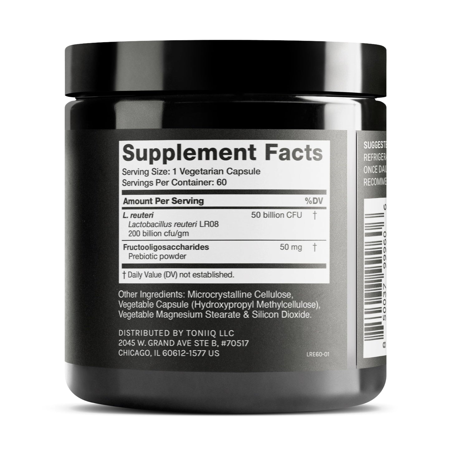Toniiq 50 Billion CFU Lactobacillus Reuteri Probiotic - 60 Vegetarian Capsules | 60 Servings