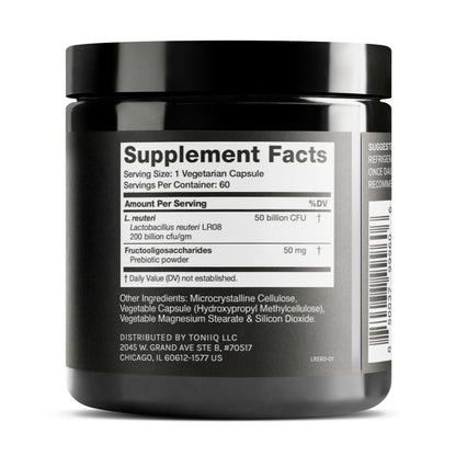 Toniiq 50 Billion CFU Lactobacillus Reuteri Probiotic - 60 Vegetarian Capsules | 60 Servings