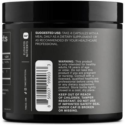 Toniiq Magnesium Glycinate 3,000mg – 600mg Elemental, Chelated, Bioavailable – 240 Veggie Capsules