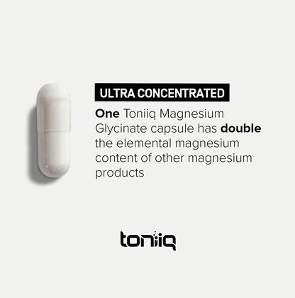 Toniiq Magnesium Glycinate 3,000mg – 600mg Elemental, Chelated, Bioavailable – 240 Veggie Capsules