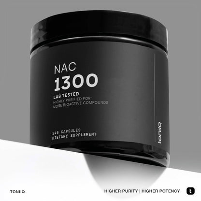 Toniiq NAC 1300mg – 4 Month Supply | 98%+ Purity | 240 Veg Capsules | Lab Tested