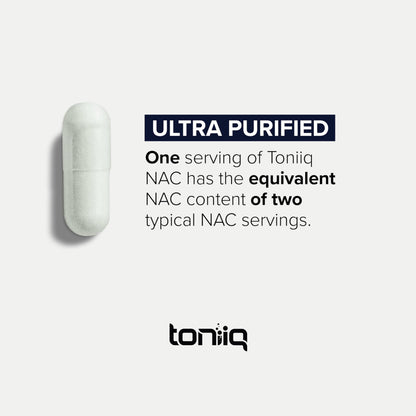 Toniiq 1300mg NAC – 120 Veg N-Acetyl Cysteine Capsules – 98% Purity, Lab Tested