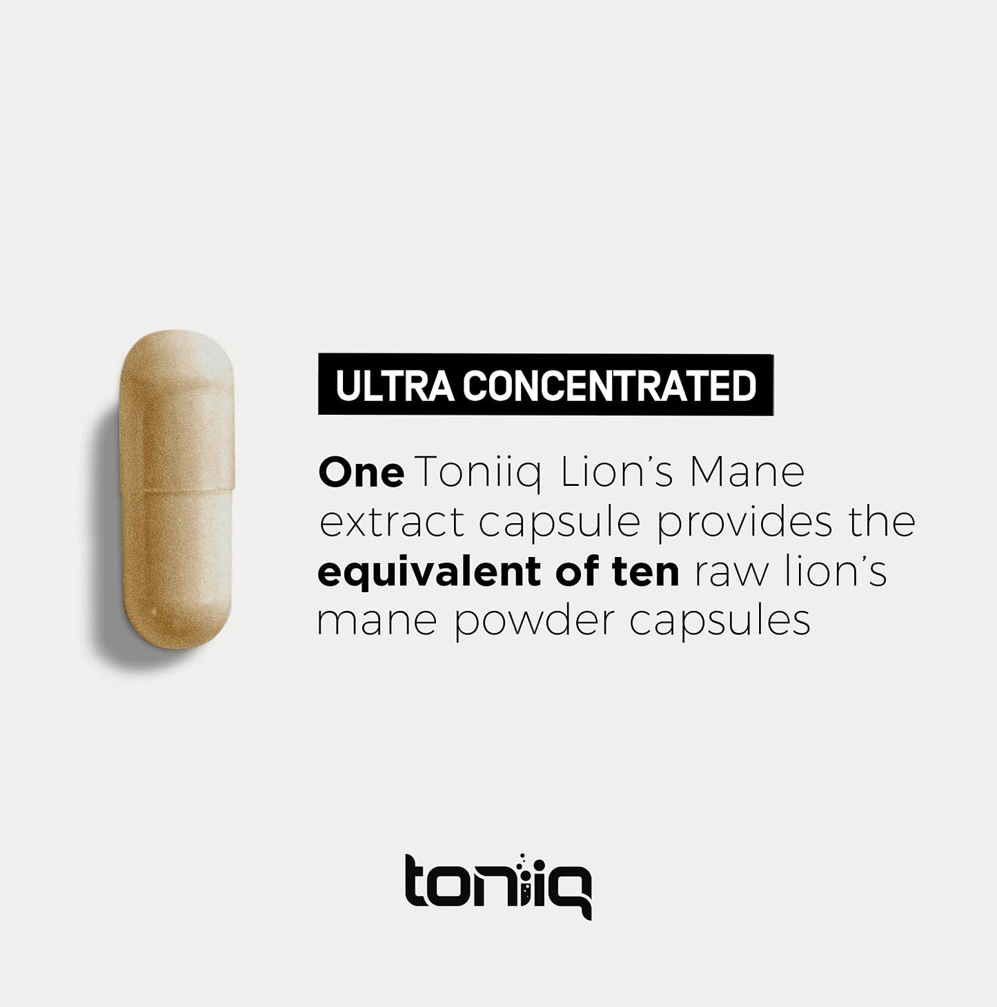 Toniiq Lion’s Mane Ultra High Potency 10:1 Extract | 30% Polysaccharides | 120 Caps | Lab Tested
