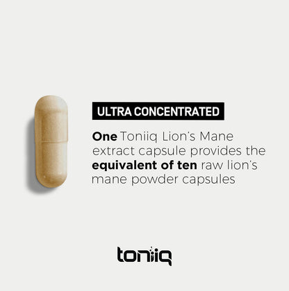 Toniiq Lion’s Mane Ultra High Potency 10:1 Extract | 30% Polysaccharides | 120 Caps | Lab Tested