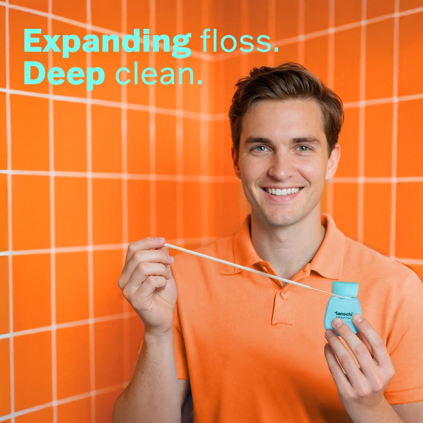 Tonochi PuffClean Expanding Dental Floss — Beeswax Coating, Mint + Xylitol, 3-Pack (55 yd each)