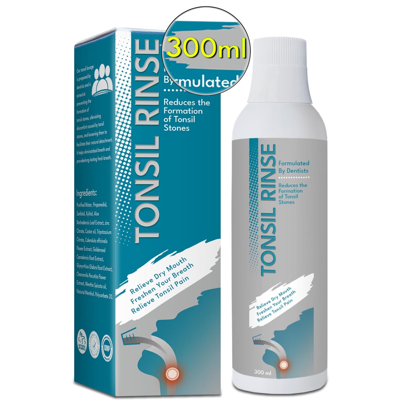 Tonsil Rinse - Natural Mouthwash for Tonsil Stones | Alcohol-Free, Breath Freshening 10 oz
