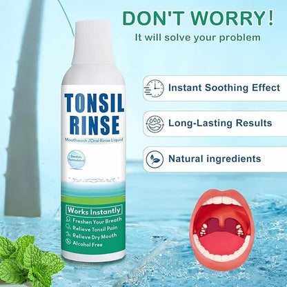 Tonsil Rinse Mouthwash – Stone Remover, Alcohol-Free Mint 10 FL OZ