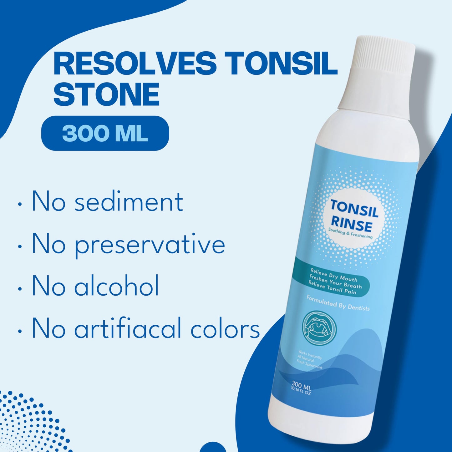 Tonsil Stone Mouth Wash - Natural Herbal Rinse for Tonsil Stones, 300ml