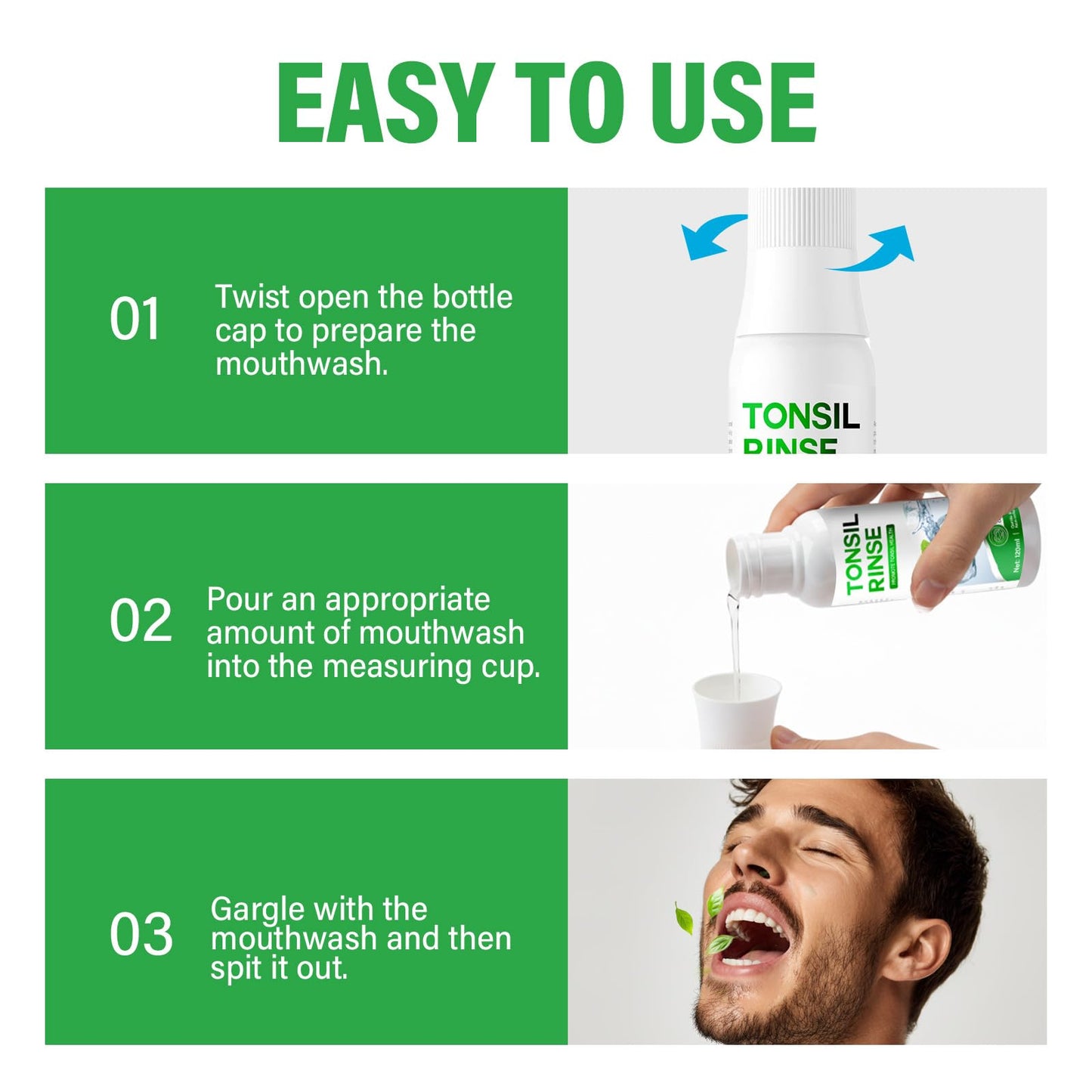 Tonsil Stone Remover, Natural Oral Rinse Liquid wihout Alcohol, Tonsil Stone Mouthwash to Help Soothe Tonsils, Fight Bad Breath