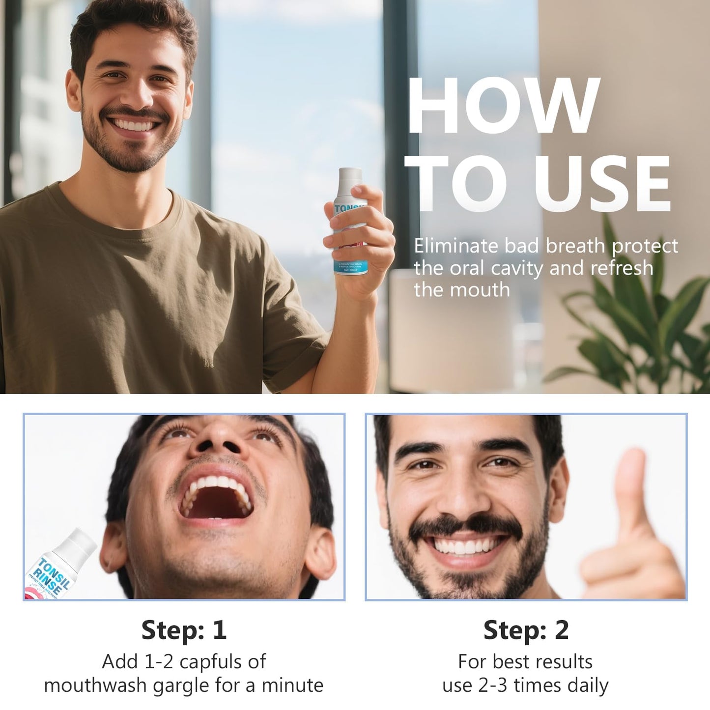 Tonsil Stone Remover Mouthwash - Natural Ingredients, Fresh Breath