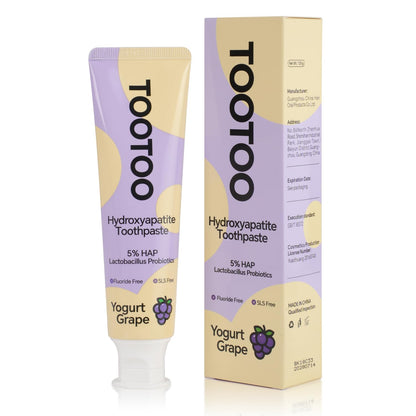 TooToo Fluoride Free Kids Toothpaste with Hydroxyapatite, Probiotics & Xylitol - Safe to Swallow, All Natural 4.2 oz