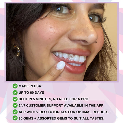 Tooth Gem Kit Pro for Beginners & Pros – 30+ Gems, Glue & UV Light, Made in USA