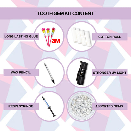 Tooth Gem Kit Pro for Beginners & Pros – 30+ Gems, Glue & UV Light, Made in USA