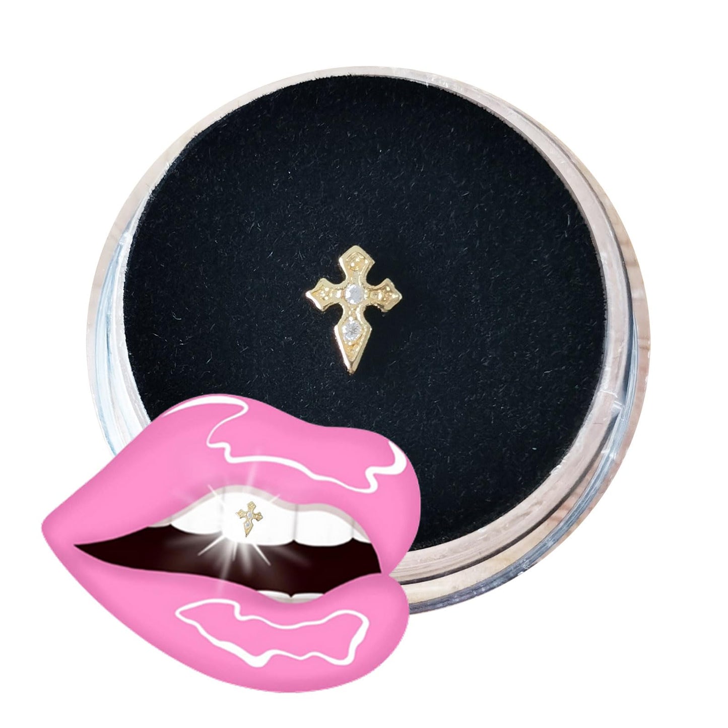 Tooth Gems 8K Gold Cross Design – 5mm Teeth Gems Kit (1 Piece)