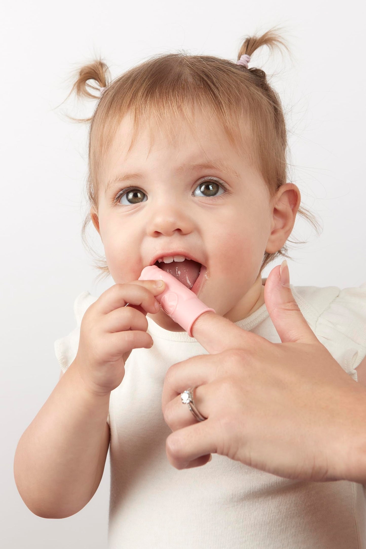 SuperMouth® Tooth Keri Baby Finger Brush – Soft Silicone Bristles, Built-in Bite Block, Light-Up Wand, AR App, Teething to 2 Years