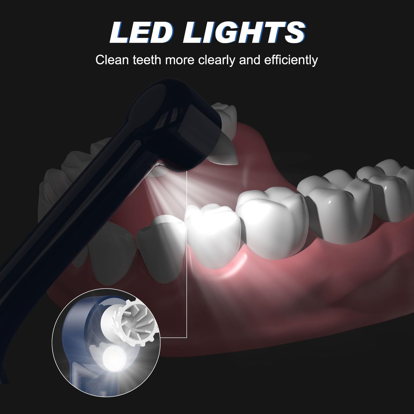 Tooth Polisher & Whitening Kit – 5 Heads, 4 Modes, LED Light, USB Rechargeable