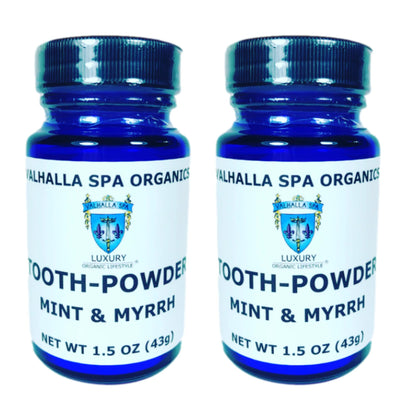 Tooth Powder with Mint & Myrrh Gum – Natural Fluoride-Free Whitening 1.5 oz (2 Pack) | Valhalla Spa Organics