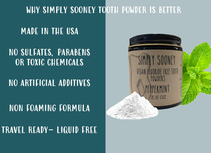 Remineralizing Organic Vegan Fluoride-Free Tooth Powder – Peppermint