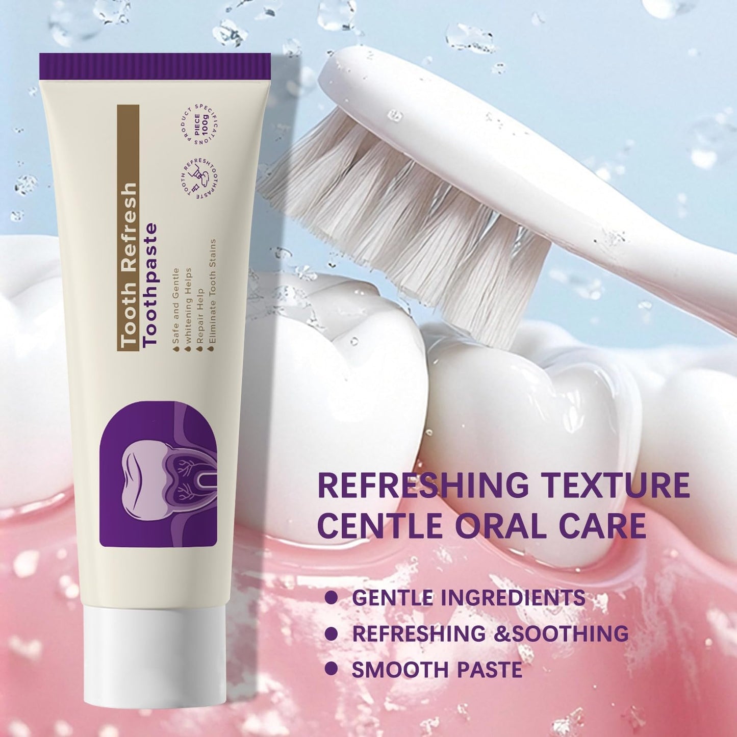 Tooth Refresh Toothpaste – Fresh Breath Whitening, 3.52 oz Mint Gel, Pack of 2