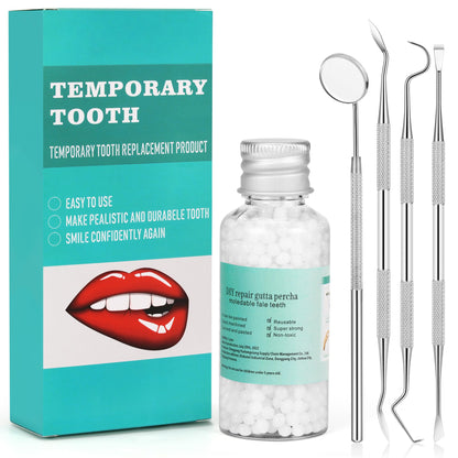 Tooth Repair Kit with 4 Dental Tools – Temporary Tooth Replacement, Moldable Fix