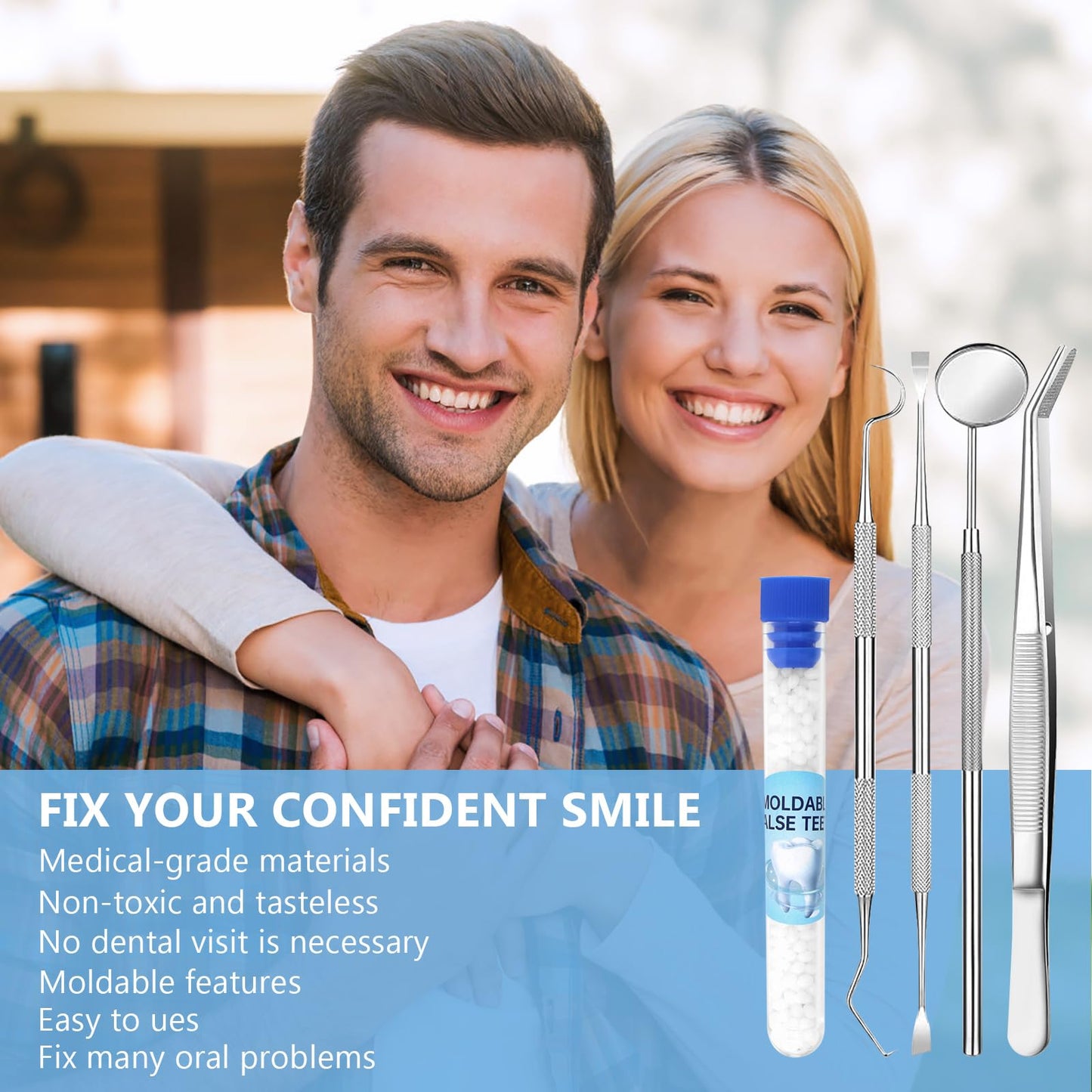 Tooth Repair Kit – Moldable False Teeth | DIY Temporary Fill, Safe & Non-Toxic
