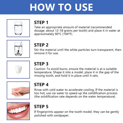 Tooth Repair Kit - Moldable False Teeth for Temporary Tooth Replacement (50ML)