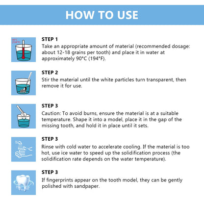 Tooth Repair Kit – Moldable False Teeth | DIY Temporary Fill, Safe & Non-Toxic