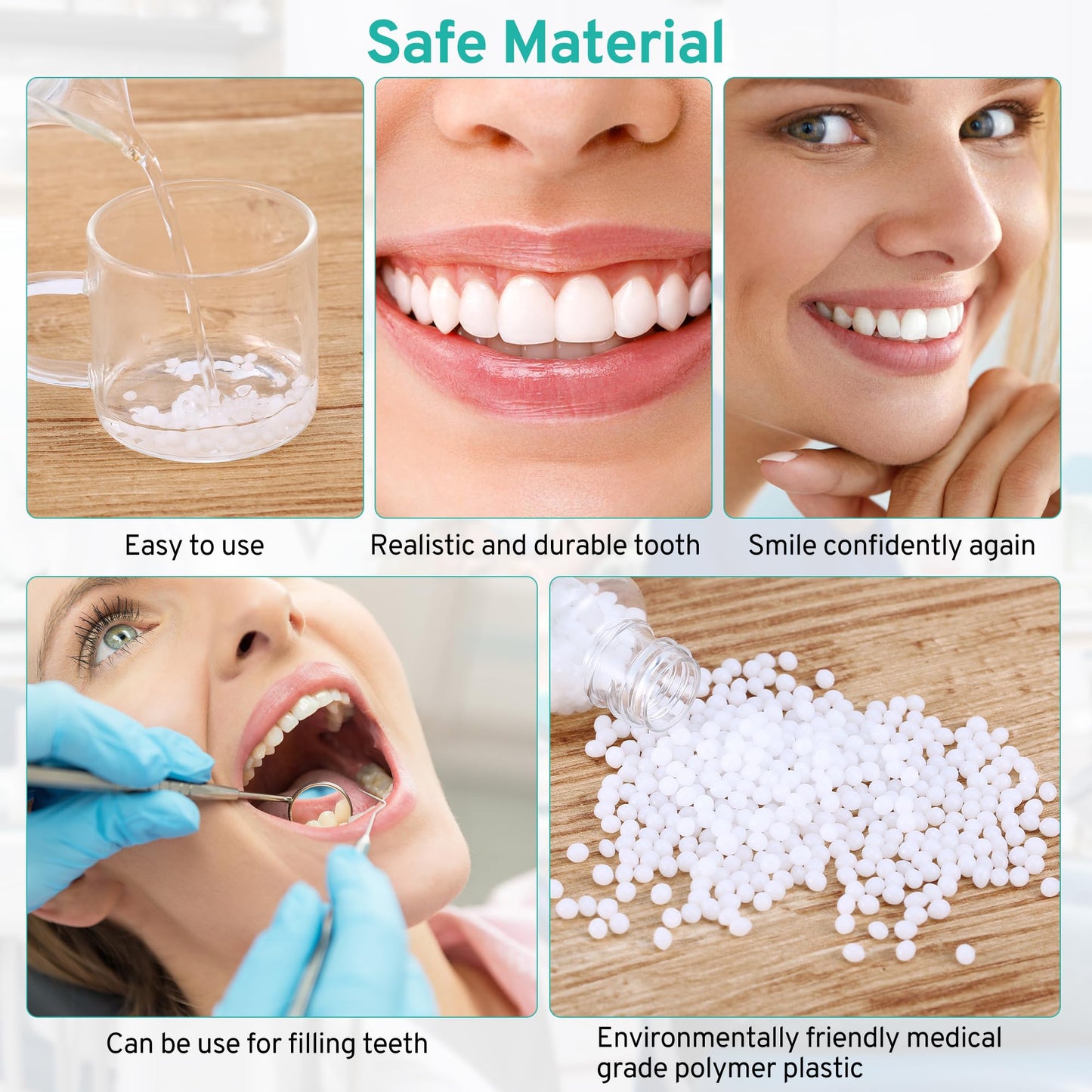 Tooth Repair Kit with 4 Dental Tools – Temporary Tooth Replacement, Moldable Fix