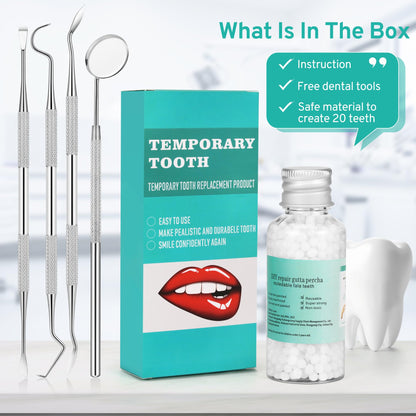 Tooth Repair Kit with 4 Dental Tools – Temporary Tooth Replacement, Moldable Fix