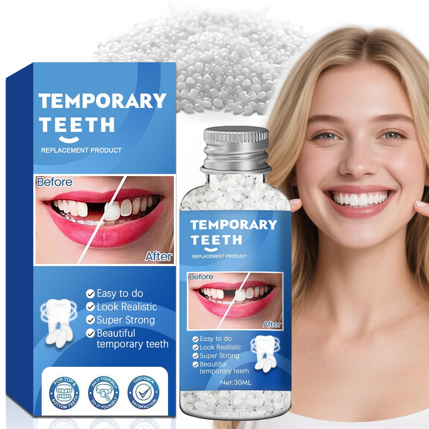 Tooth Repair Kit | Moldable False Teeth Beads for Temporary Dental Restoration | DIY Denture Kit (1 PCS)
