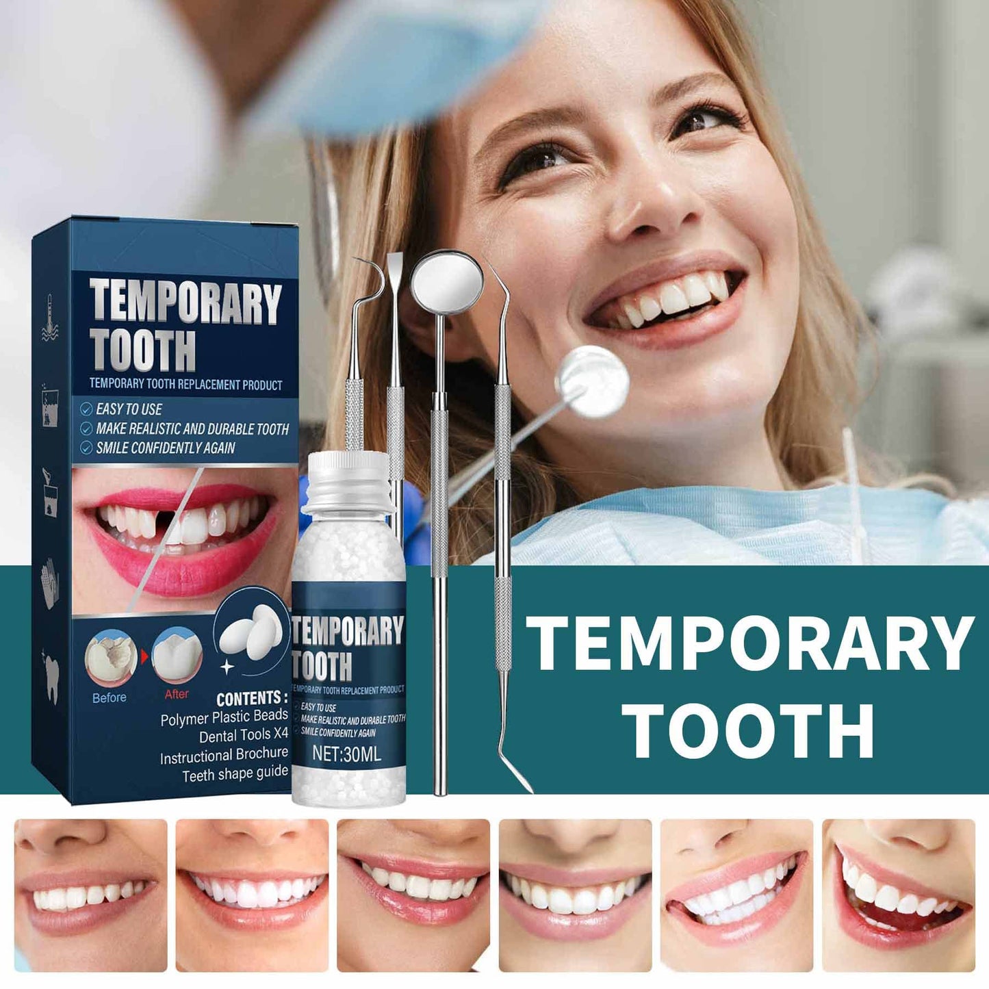 Tooth Repair Kit – Moldable Filling, Temporary Replacement, DIY Dental Care Kit