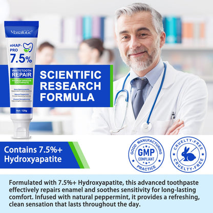 7.5% Hydroxyapatite Toothpaste for Enamel Protection, Tooth Strengthening, Gentle Mint | Fresh Breath & Daily Use