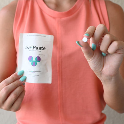 New Formula Unpaste Toothpaste Tablets – Fluoride Mint, Xylitol Free, Vegan, Plastic Free (125ct, 2 Month Supply)