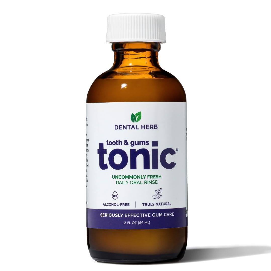 Natural Mouthwash Travel Size (2 oz) – Alcohol-Free Oral Rinse for Fresh Breath & Gum Health | Dentist Recommended Herbal Formula with Pure Essential Oils – Dental Herb Company Tooth & Gums Tonic