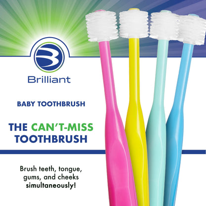Brilliant Oral Care Baby Toothbrush – Soft Bristles, 360-degree Round Head, 0-2 Years (Mint Green)