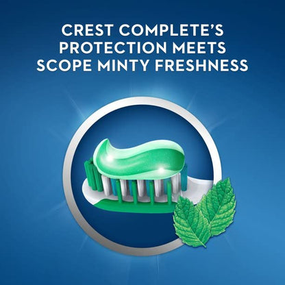 Crest Toothpaste 5.4 oz + Scope Whitening Minty Fresh (Pack of 6) | Crest & Scope Complete Whitening