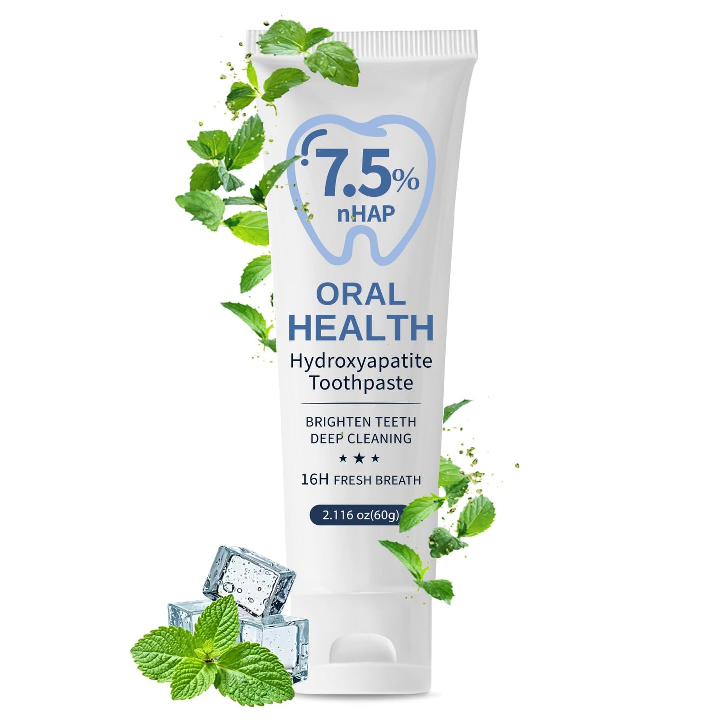 7.5% Hydroxyapatite Toothpaste for Sensitive Teeth & Enamel Repair – Fresh Mint 2.12 oz