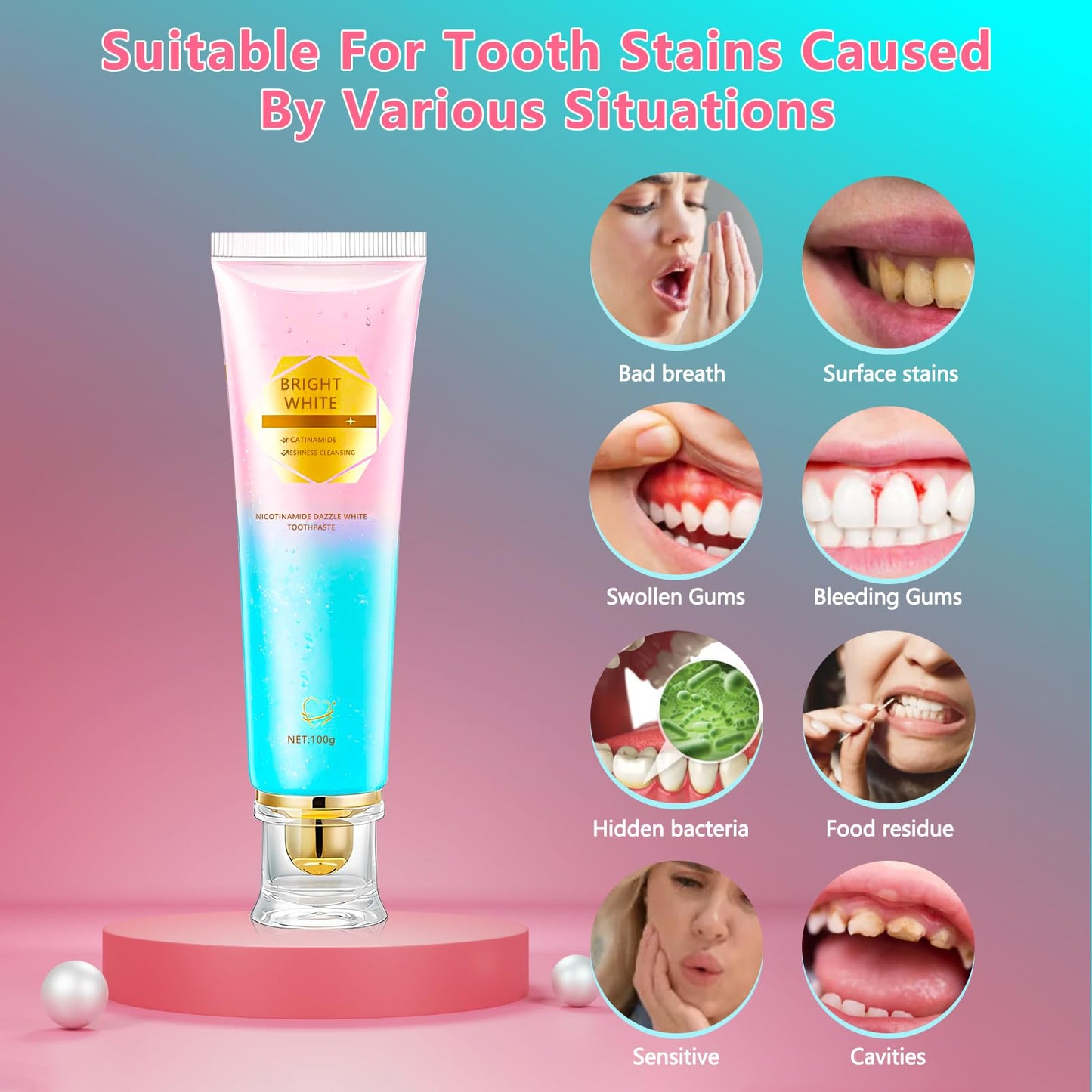 Niacinamide Whitening Toothpaste for Adults | Teeth Whitening Toothpaste | Brilliant Smile 3.53oz