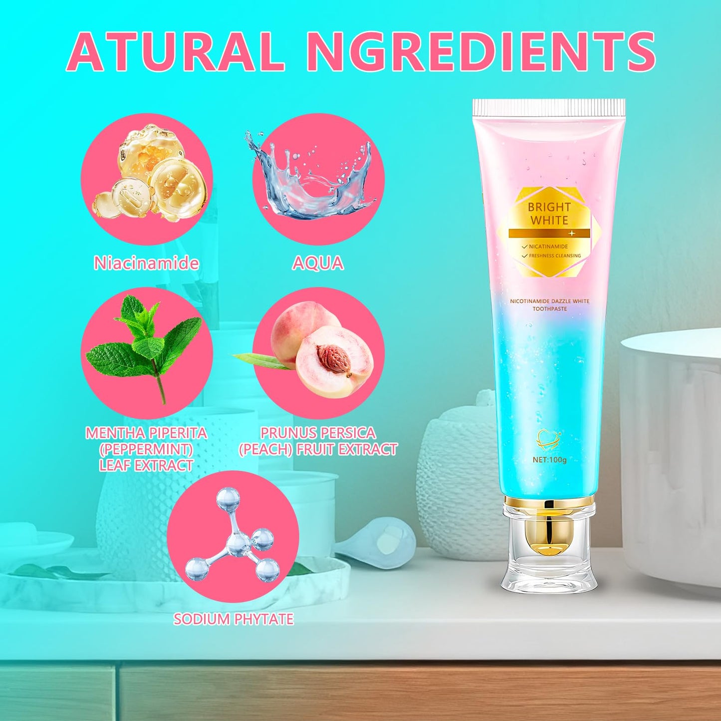 Niacinamide Whitening Toothpaste for Adults | Teeth Whitening Toothpaste | Brilliant Smile 3.53oz
