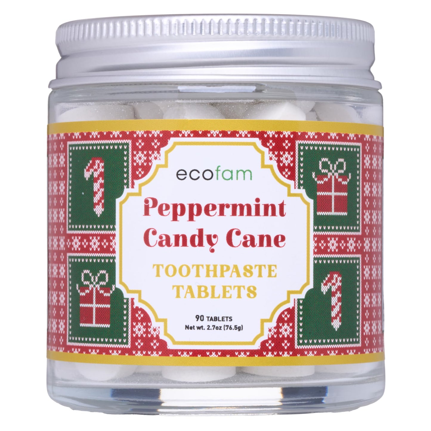 Candy Cane Toothpaste Tablets – Nano Hydroxyapatite, Fluoride Free | 90 Tabs