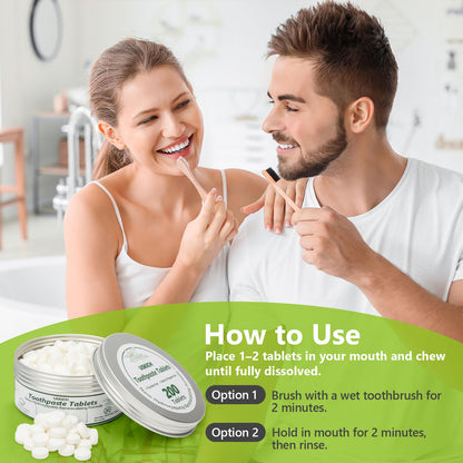 200 Pcs Toothpaste Tablets – Nano Hydroxyapatite Whitening, Fluoride-Free & Plastic-Free