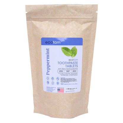 Toothpaste Tablets – Peppermint | Nano Hydroxyapatite Chewable | Fluoride Free | 350 Tabs