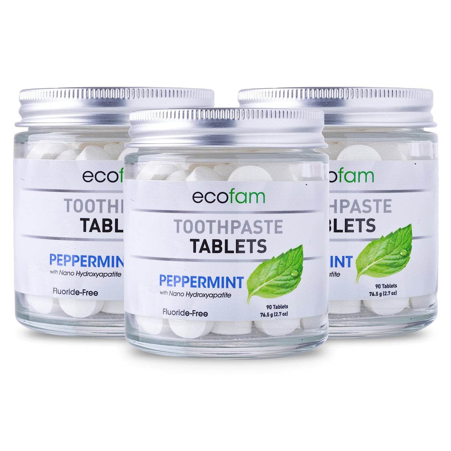 Toothpaste Tablets – Peppermint | Nano Hydroxyapatite Chewable | Fluoride Free | 90 Tabs