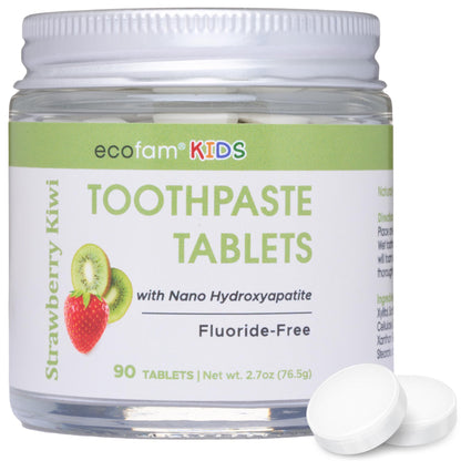 Toothpaste Tablets – Strawberry Kiwi | Nano Hydroxyapatite Chewable, Fluoride Free | 90 Tabs