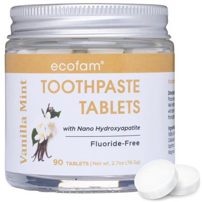 Toothpaste Tablets Vanilla Mint – Nano Hydroxyapatite, Fluoride Free | 90 Tabs